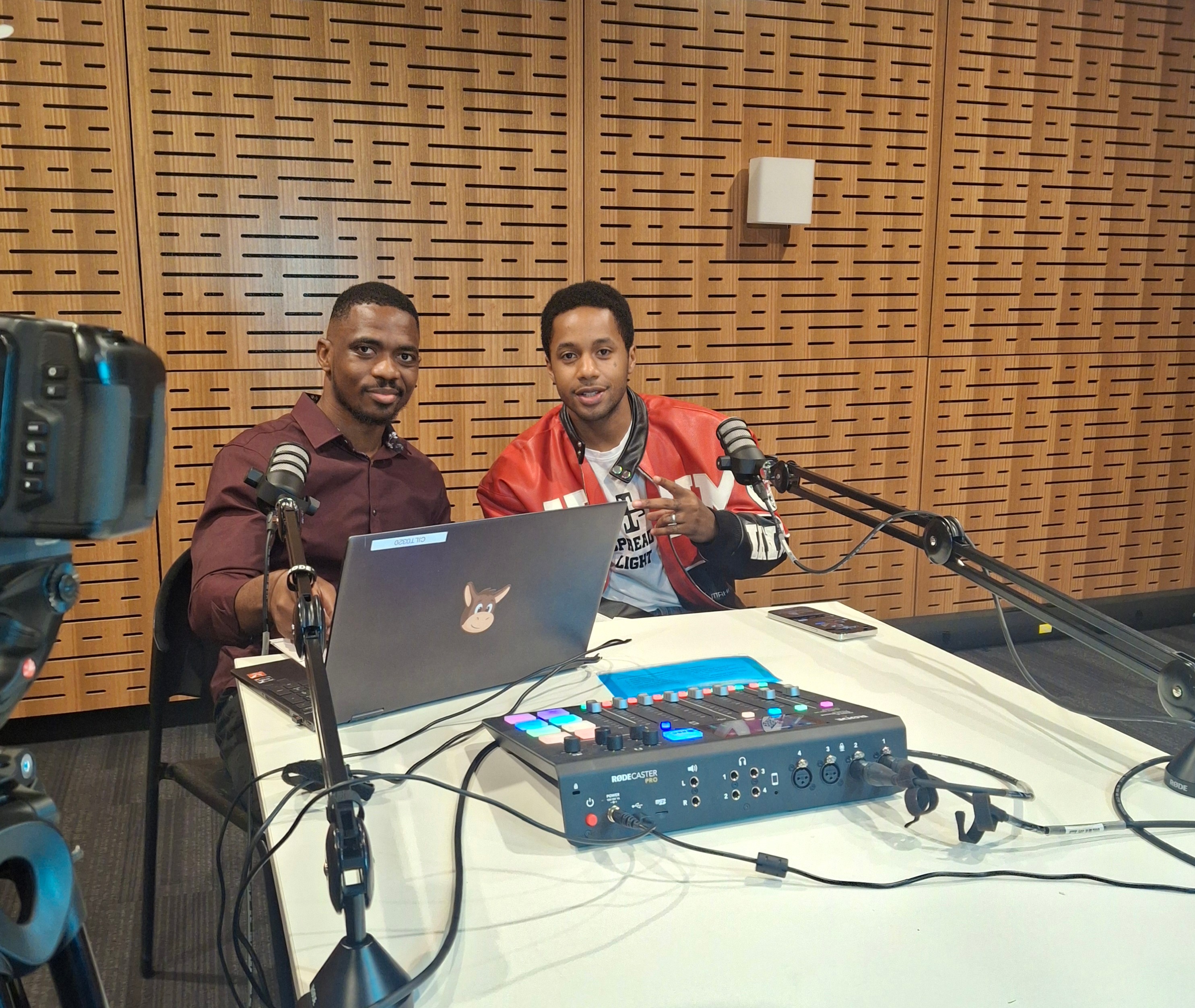 Joel Benesha recording the Discover You Podcast
